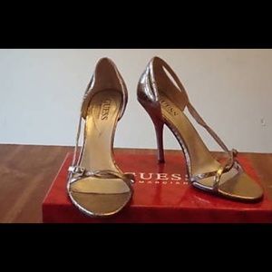 GUESS Gerri Snake Bronze Heels; Size 6M